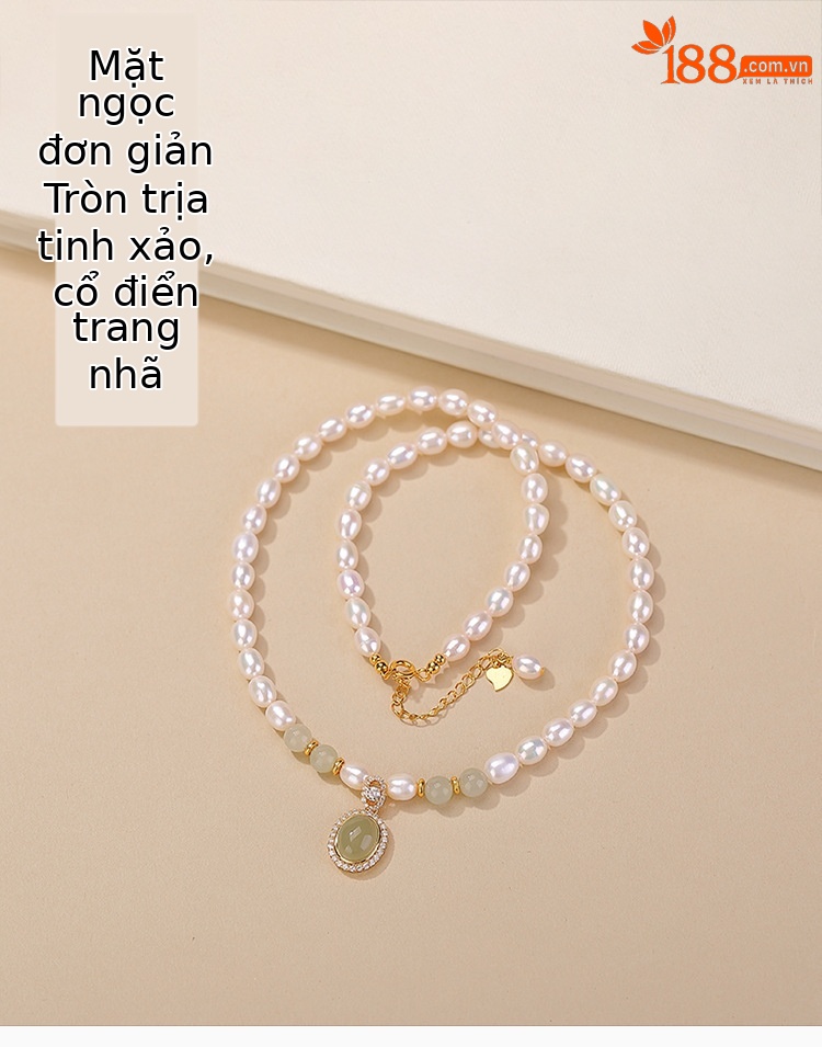 Vòng cổ bạc S925 mạ vàng đính ngọc trai nước ngọt tự nhiên hình trứng mì — Bộ chuỗi chi tiết 1