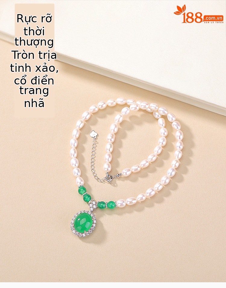 Vòng cổ ngọc trai nước ngọt tự nhiên bạc S925 mạ vàng – set dây chuyền tặng mẹ — Bộ chuỗi chi tiết 1