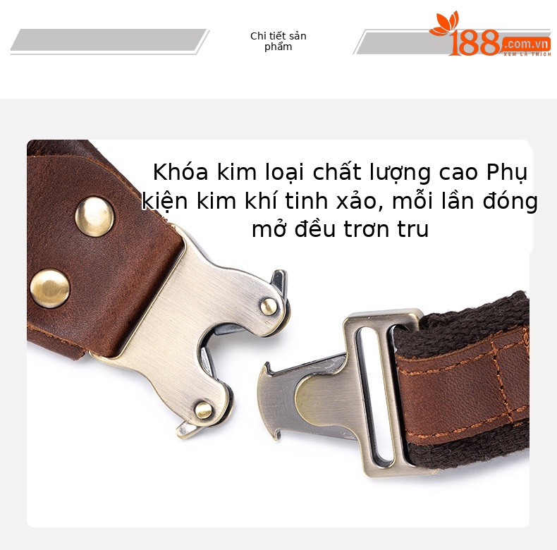 Túi đeo chéo nam da bò thật phong cách cổ điển, thiết kế đa năng, tiện lợi — Màu cà phê chi tiết 8