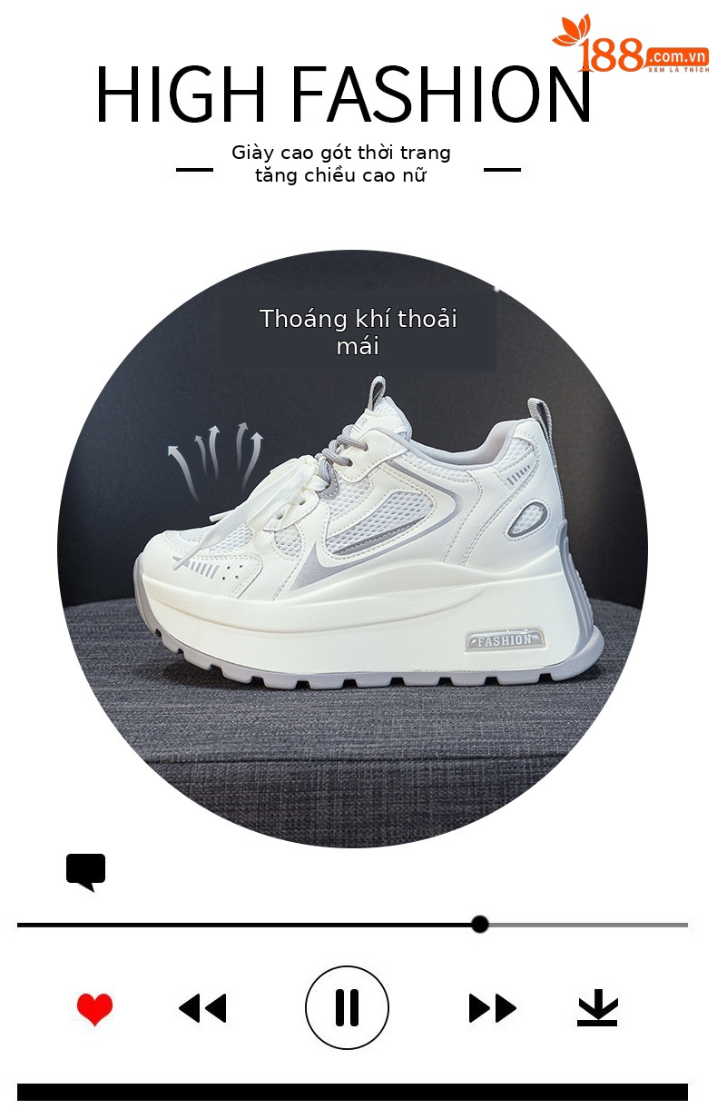 Giày sneaker nữ đế dày phong cách cổ điển, tăng chiều cao, phối màu xám vàng — Xám 5032-1, Vàng 5032-1 chi tiết 5