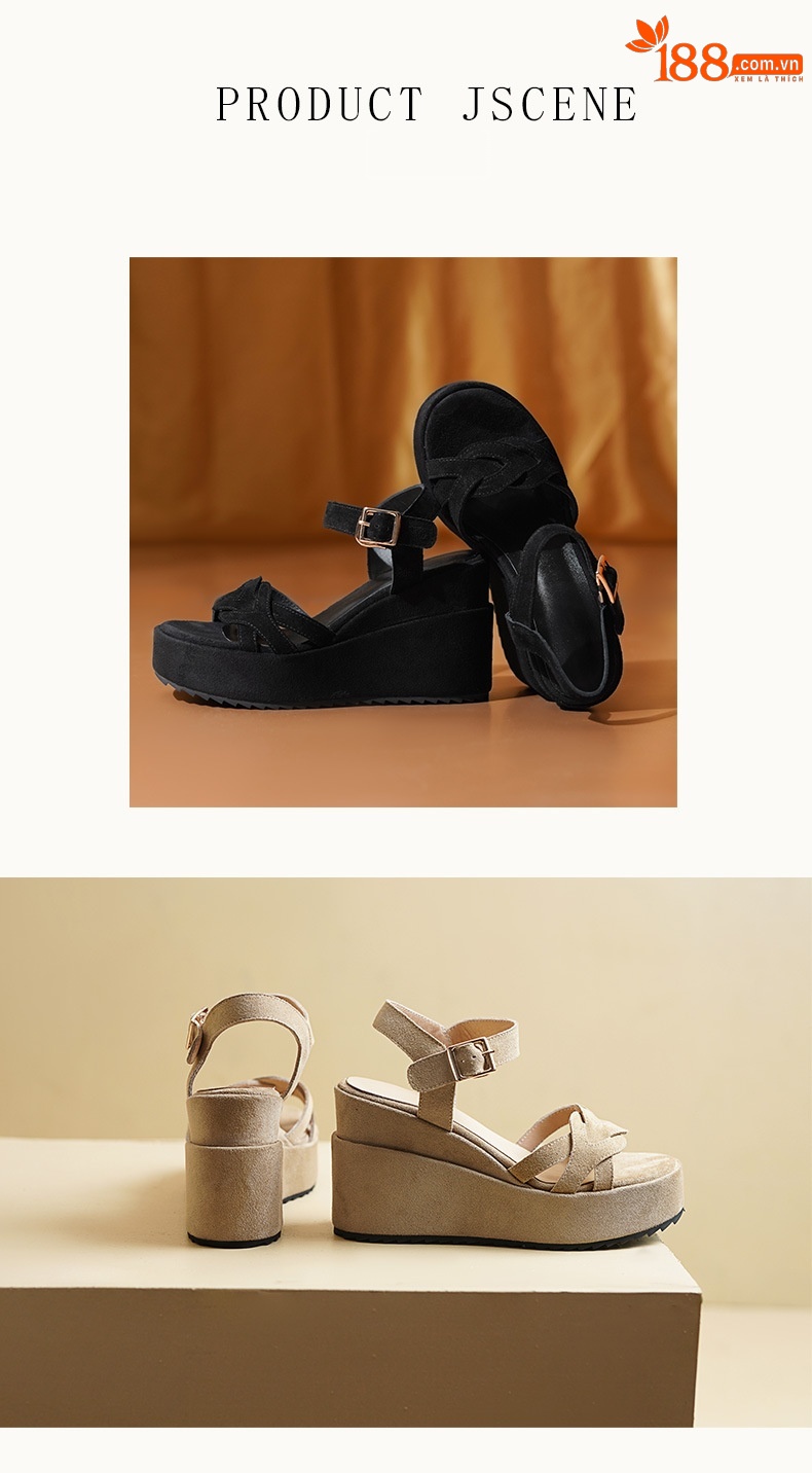 Sandal cao gót nữ hở mũi quai một chữ khóa, đế dày 10 cm, chất liệu da cừu lật dệt — đen chi tiết 7