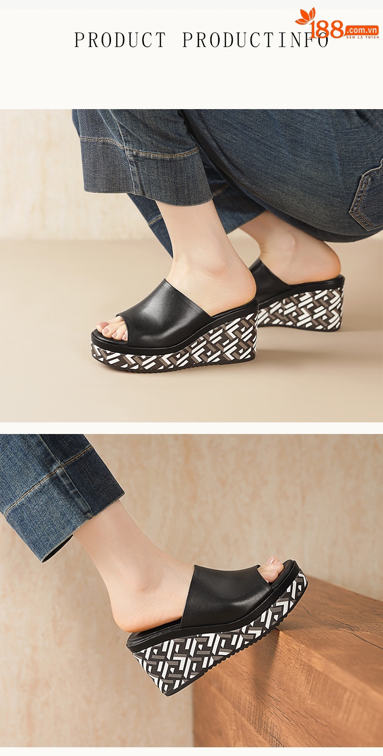 Sandal cao gót nữ hở mũi đế dày 8.5 cm phối màu — đen chi tiết 2