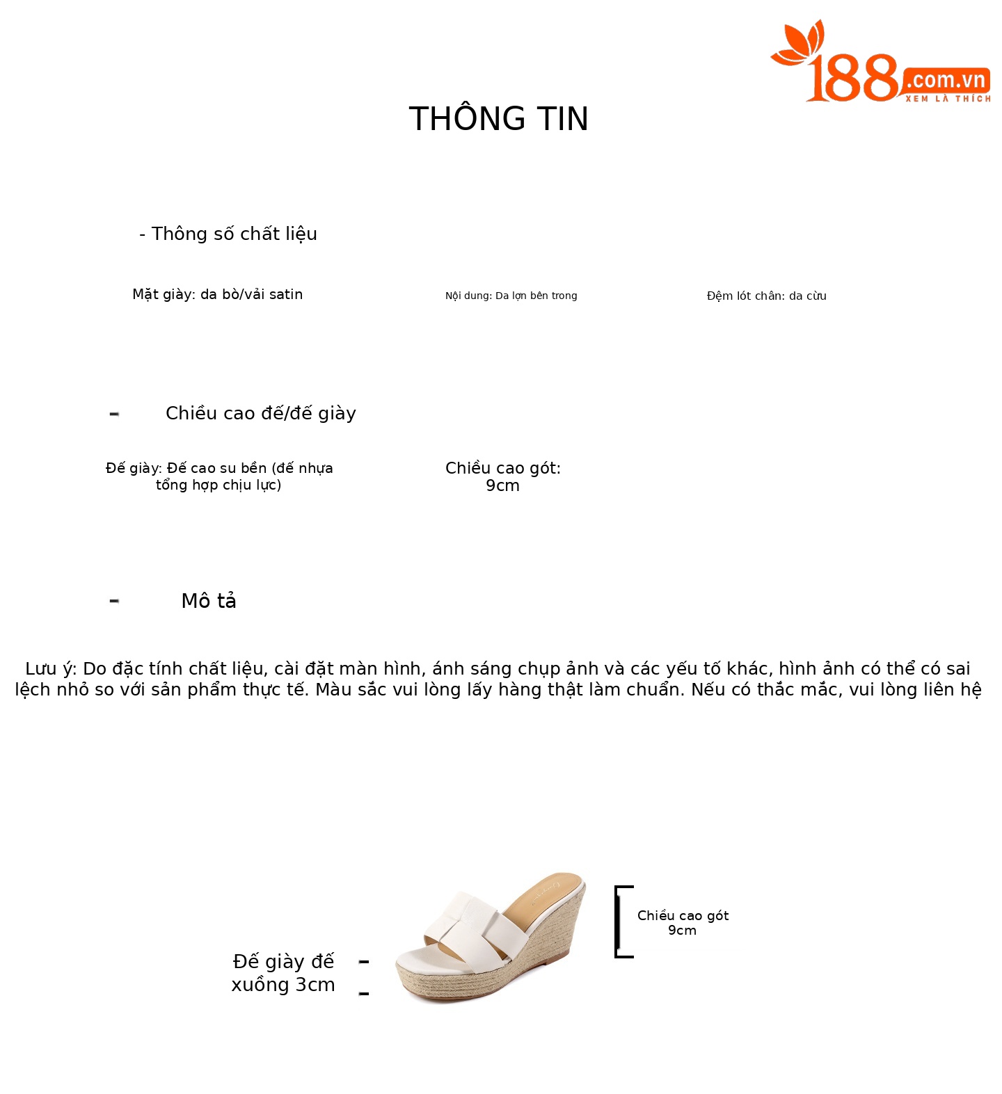 Dép sandal nữ xỏ ngón đế bệt hở mũi chấm bi phong cách lười — Da bò trắng, Satin trắng chi tiết 4