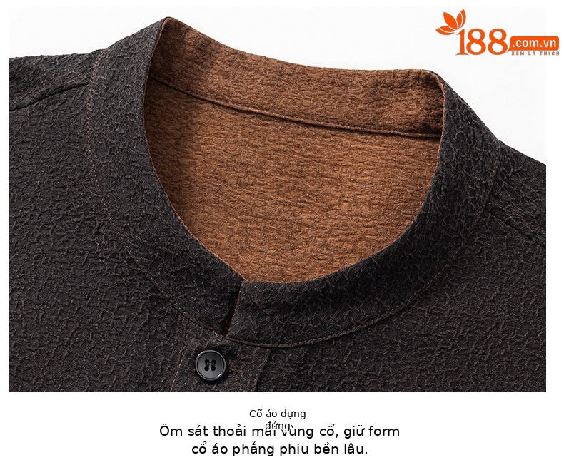 Áo sơ mi ngắn tay nam chất lụa Hương Vân Sa phong cách retro cổ đức — Da đen 2680 chi tiết 18