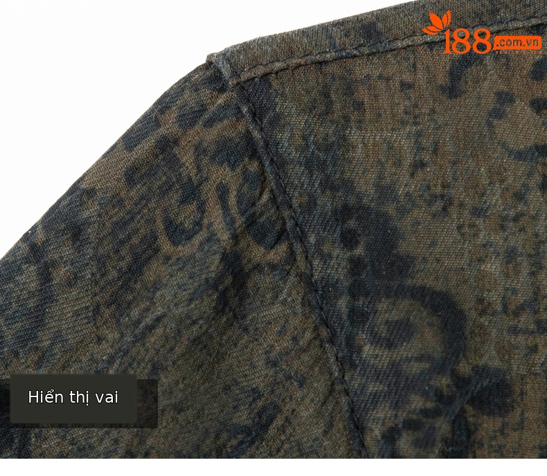 Áo sơ mi nam tay ngắn cổ đứng kiểu Trung Hoa lụa tơ tằm Mulberry Silk — Quân đội xanh 625179 chi tiết 15