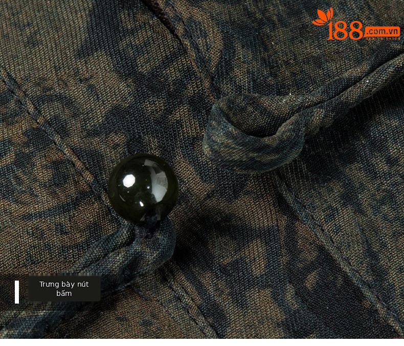 Áo sơ mi nam tay ngắn cổ đứng kiểu Trung Hoa lụa tơ tằm Mulberry Silk — Quân đội xanh 625179 chi tiết 16
