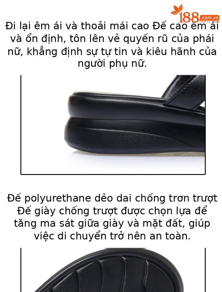 Dép sandal nữ quai chữ V đế bệt da bò mềm mại, size lớn 35-43 — Đen【Da bò lớp đầu】 chi tiết 5
