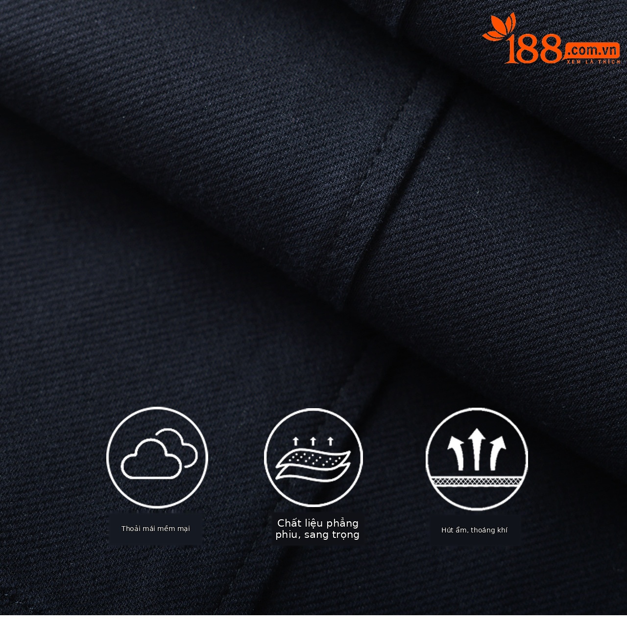 Quần culottes nữ ống rộng dáng lười, chất liệu tencel cotton mềm mại, cạp cao suông nhẹ — Xanh lông mòng đen chi tiết 4