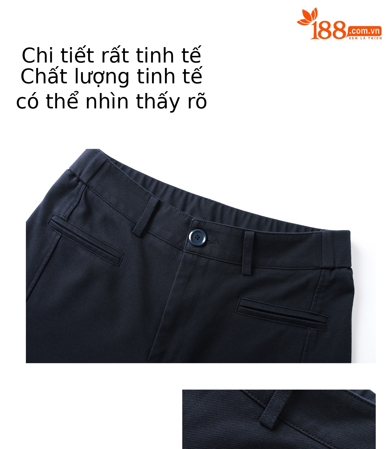 Quần culottes nữ ống rộng dáng lười, chất liệu tencel cotton mềm mại, cạp cao suông nhẹ — Xanh lông mòng đen chi tiết 7