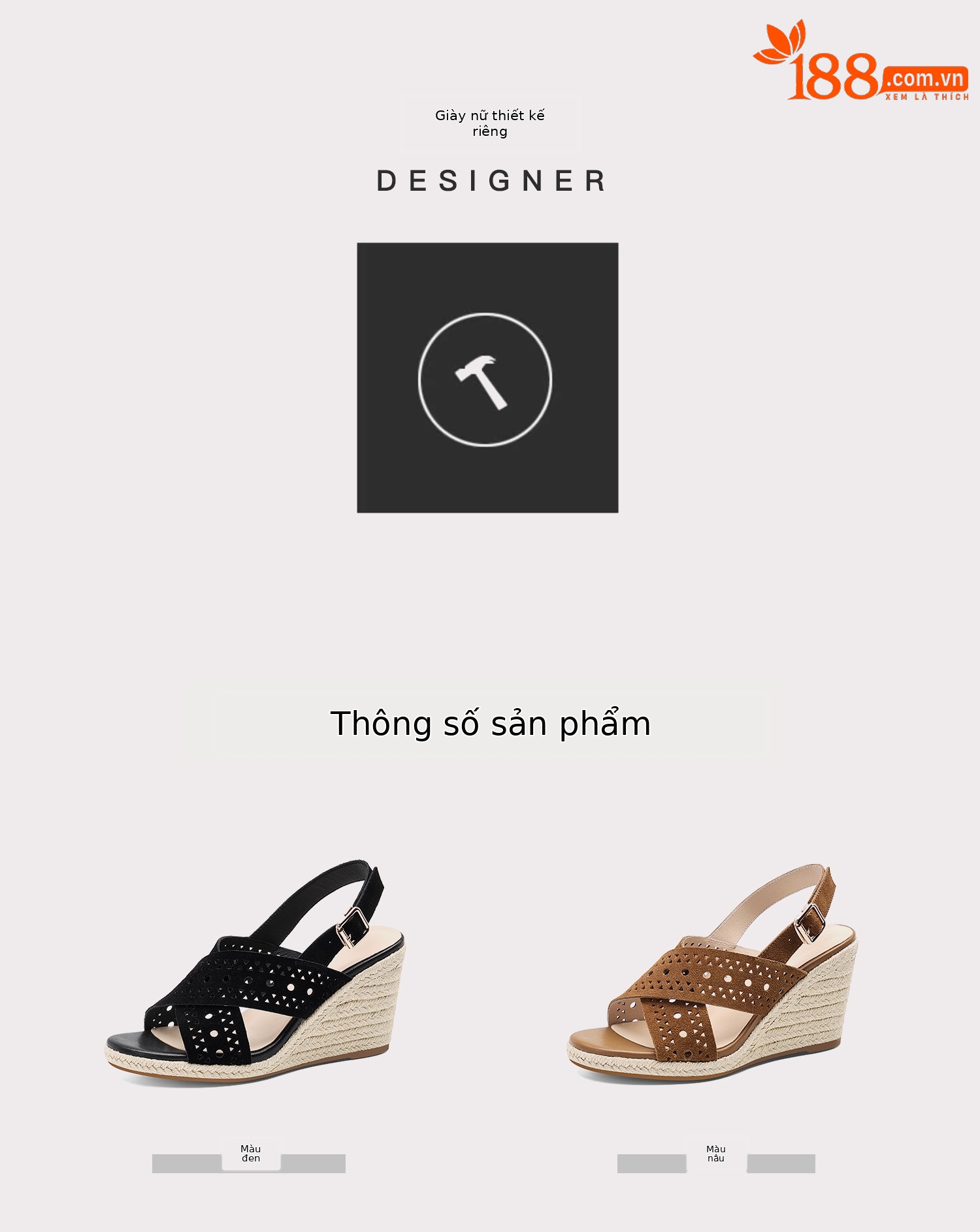 Sandal cao gót nữ quai chéo hở mũi đế xuồng bện rơm gót 8 cm — màu nâu, màu đen chi tiết 1