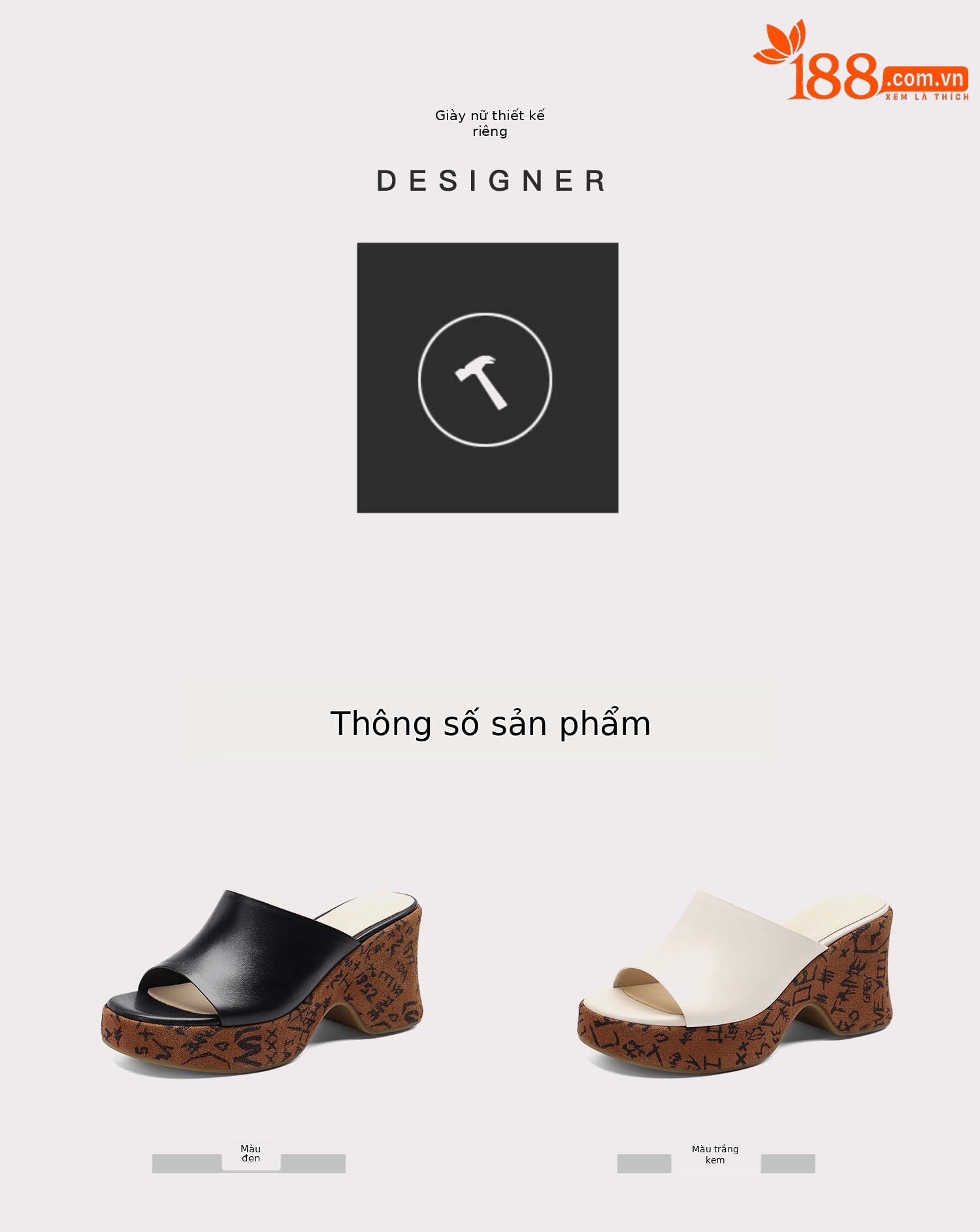 Dép sandal nữ quai chữ V đế xuồng cao phong cách Bohemian, chất liệu da thật, mũi hở, đế dày êm chân — màu đen, màu trắng ngà chi tiết 1