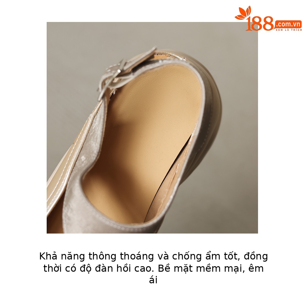 Giày Mary Jane nữ đế dày quai ngang mũi kín họa tiết rỗ — màu vàng, bạc chi tiết 7