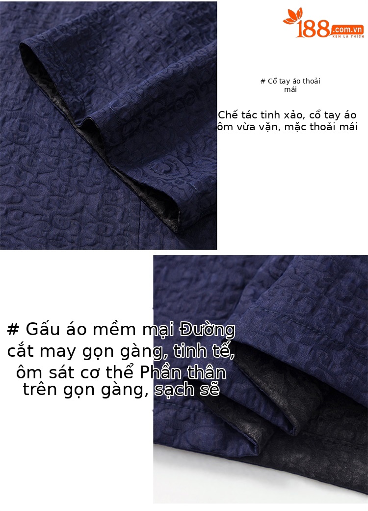 Áo polo nam tay ngắn chất tơ tằm mỏng nhẹ, form rộng thoải mái — Xanh da trời8883 chi tiết 7