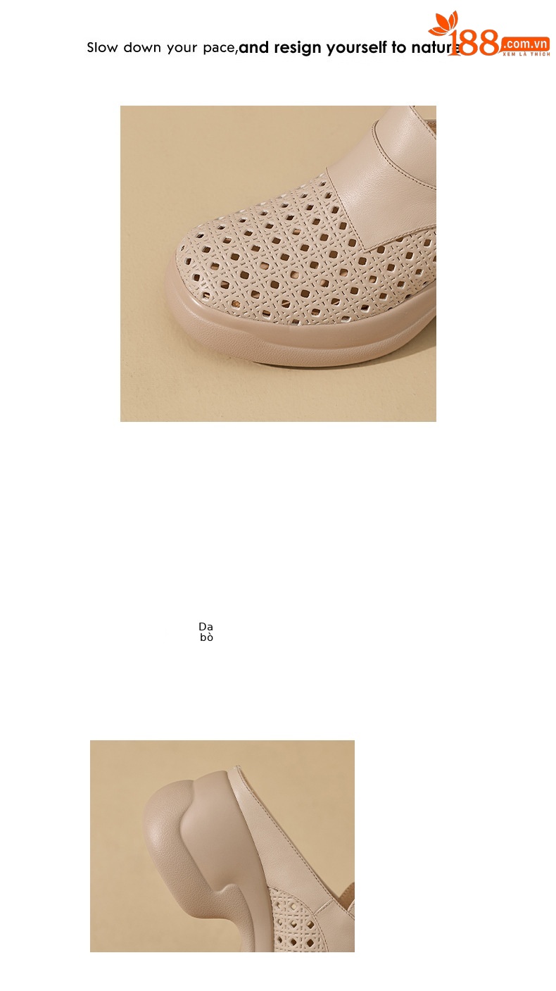 Sandal cao gót nữ mũi hở đế dày 6,5 cm — màu trắng ngà chi tiết 2