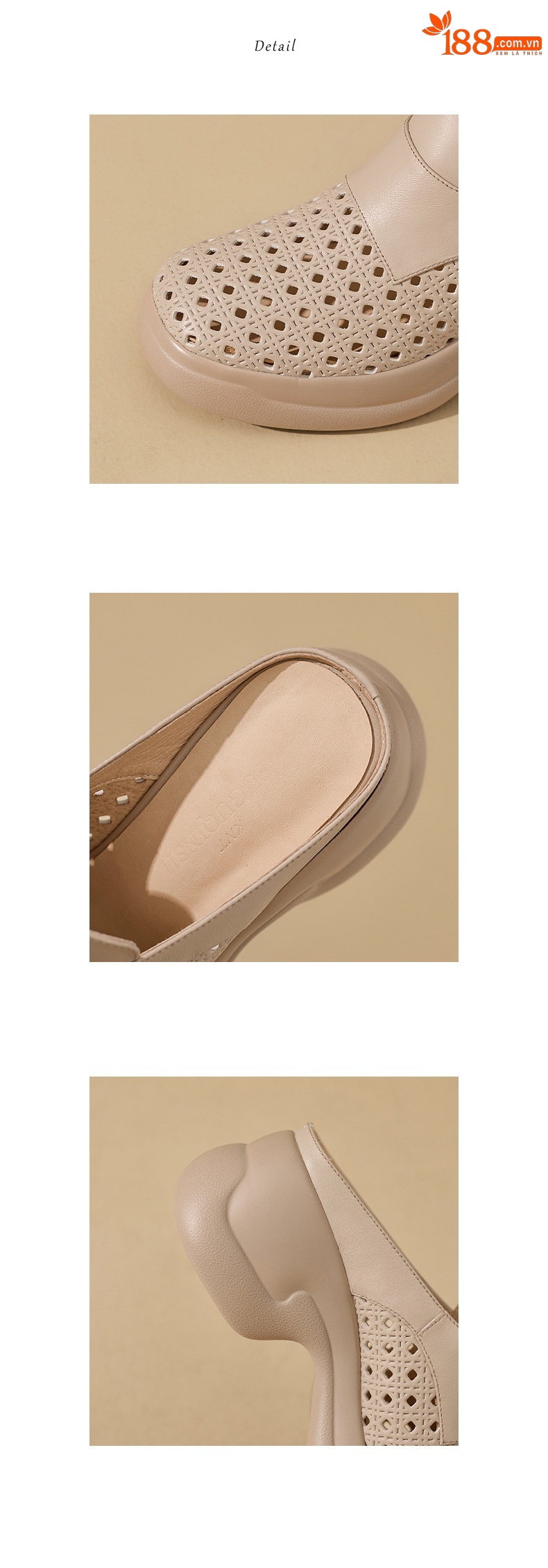 Sandal cao gót nữ mũi hở đế dày 6,5 cm — màu trắng ngà chi tiết 12