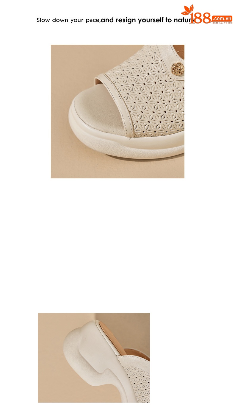 Sandal cao gót nữ mũi hở đế dày 6,5 cm phong cách đơn giản — màu trắng ngà chi tiết 2