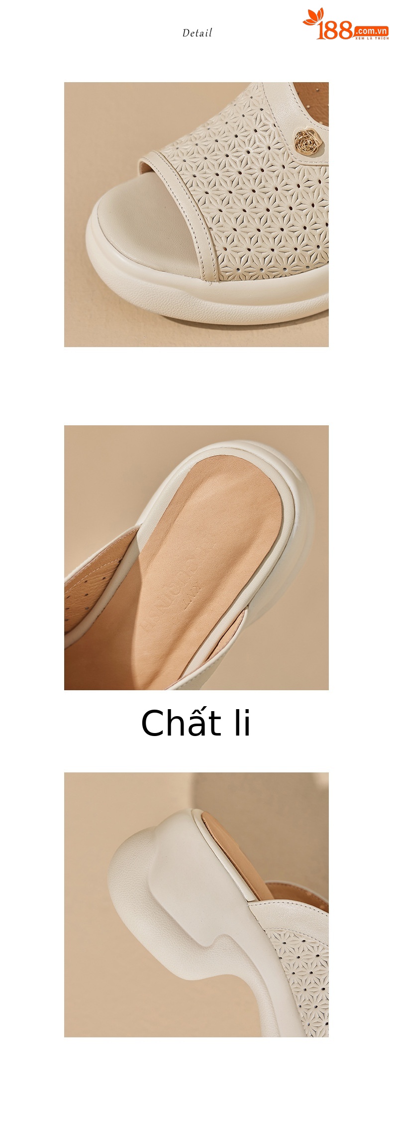 Sandal cao gót nữ mũi hở đế dày 6,5 cm phong cách đơn giản — màu trắng ngà chi tiết 12