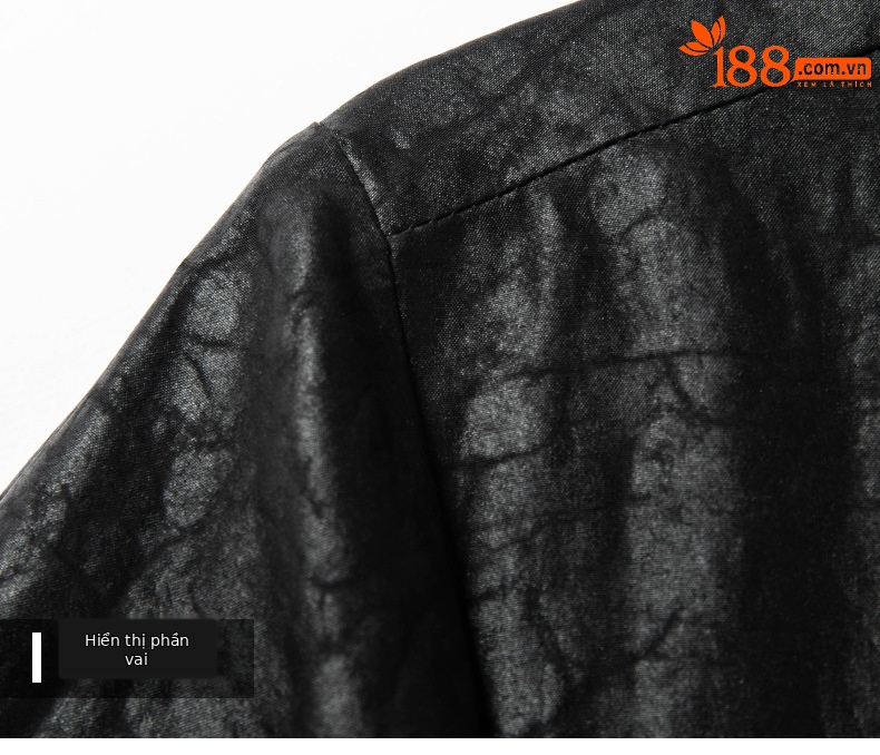 Áo sơ mi ngắn tay nam họa tiết rùa crack, chất lụa mulberry, form rộng thoáng mát — Da đen 26A209 chi tiết 14