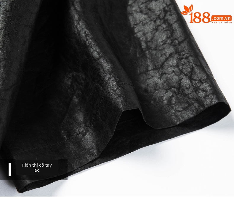 Áo sơ mi ngắn tay nam họa tiết rùa crack, chất lụa mulberry, form rộng thoáng mát — Da đen 26A209 chi tiết 16