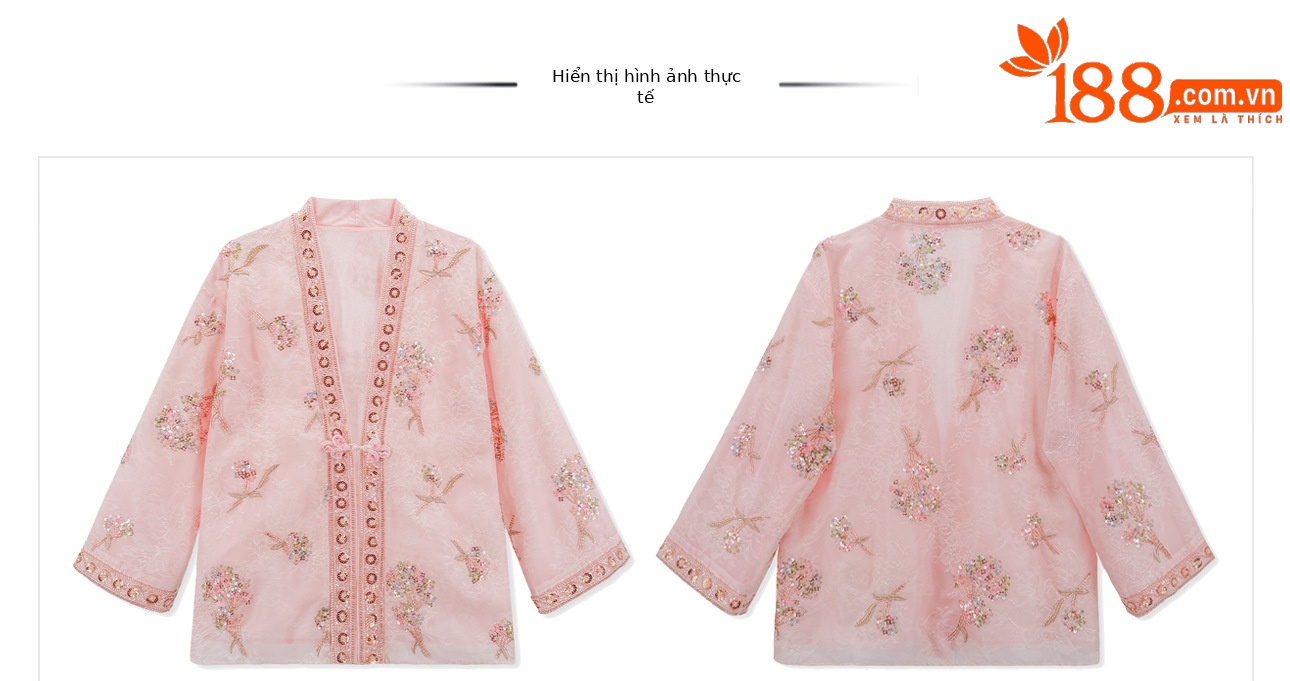 Bộ áo khoác thêu jacquard kết hợp đầm dây lụa phong cách Tân Trung thức — bộ đồ, đầm dây, Áo khoác màu hồng chi tiết 16