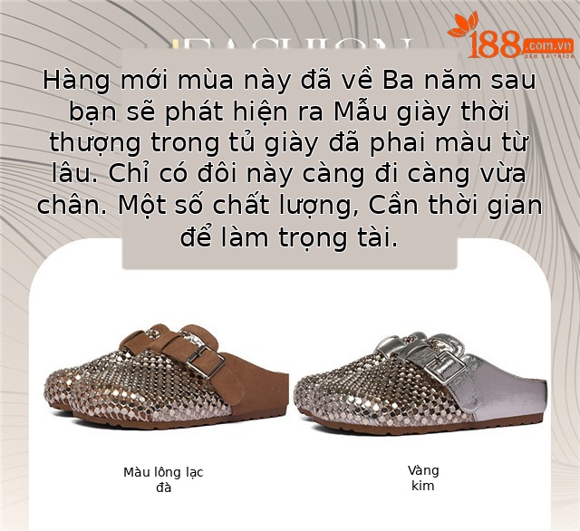 Giày sandal nữ hở mũi đính đá pha lê Burken mùa hè 2026, dáng nửa dép đi làm tiện lợi — 6099 lạc đà, 6099 Vàng chi tiết 1