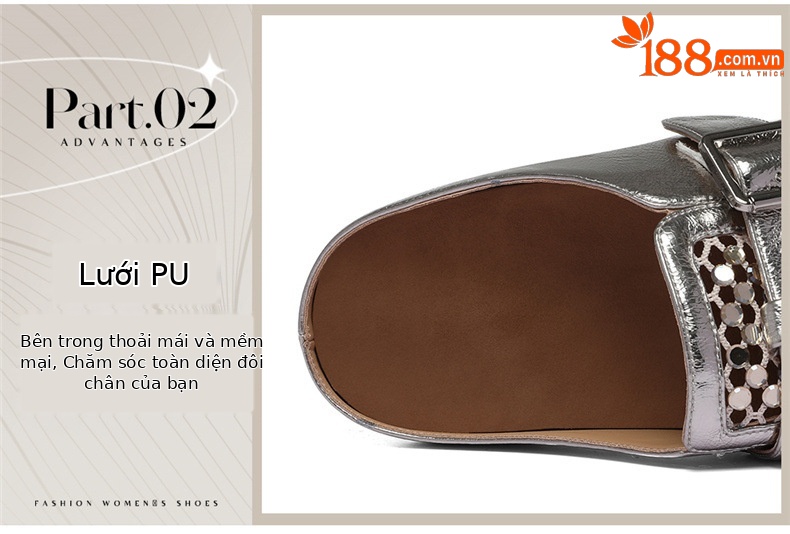 Giày sandal nữ hở mũi đính đá pha lê Burken mùa hè 2026, dáng nửa dép đi làm tiện lợi — 6099 lạc đà, 6099 Vàng chi tiết 6