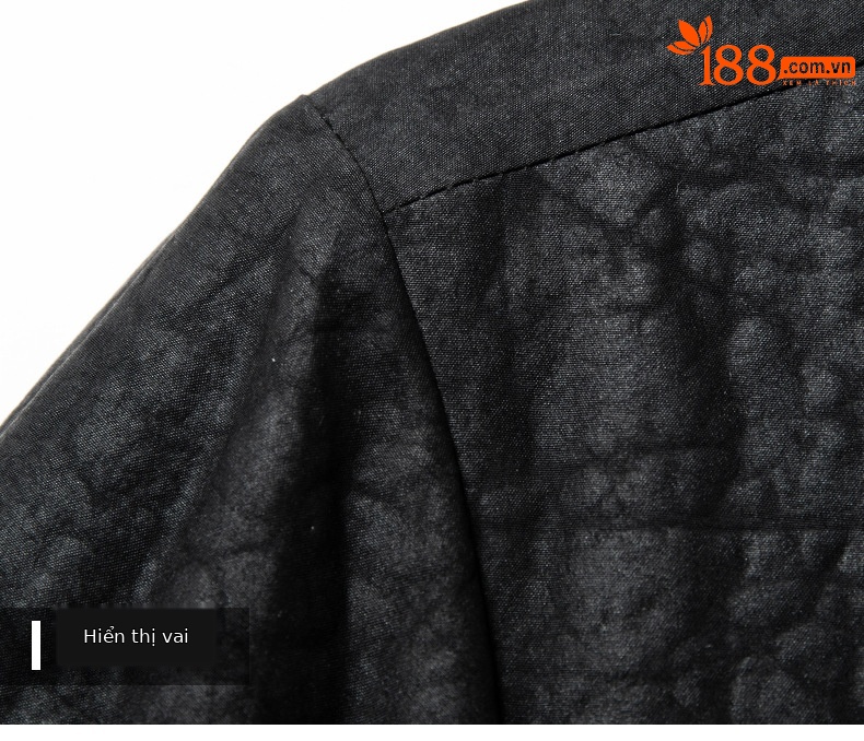 Áo sơ mi ngắn tay nam cổ đứng lụa tơ tằm 100% Mulberry Silk phong cách vintage — Da đen 26638 chi tiết 13