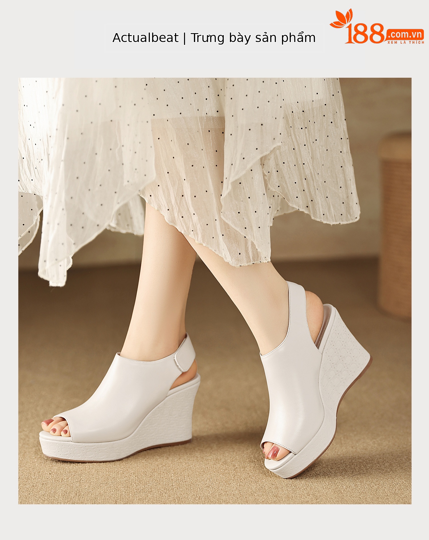 Sandal cao gót nữ quai ngang mũi hở đế xuồng gót 9 cm — màu đen, màu trắng ngà chi tiết 9