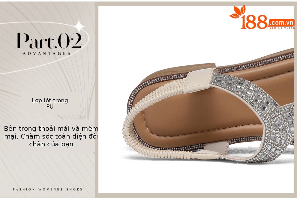 Giày sandal cao gót nữ hở mũi đính kim cương quai chữ T phong cách La Mã — 6109 Bạc, 6109 Vàng chi tiết 6