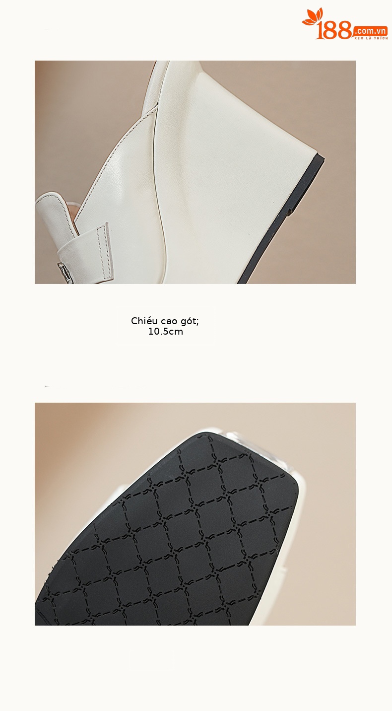 Sandal cao gót nữ mũi cá hở ngón, đế dốc dày da bò, gót 10.5 cm — Lời bài hát: Black (Sheep Flip) chi tiết 10