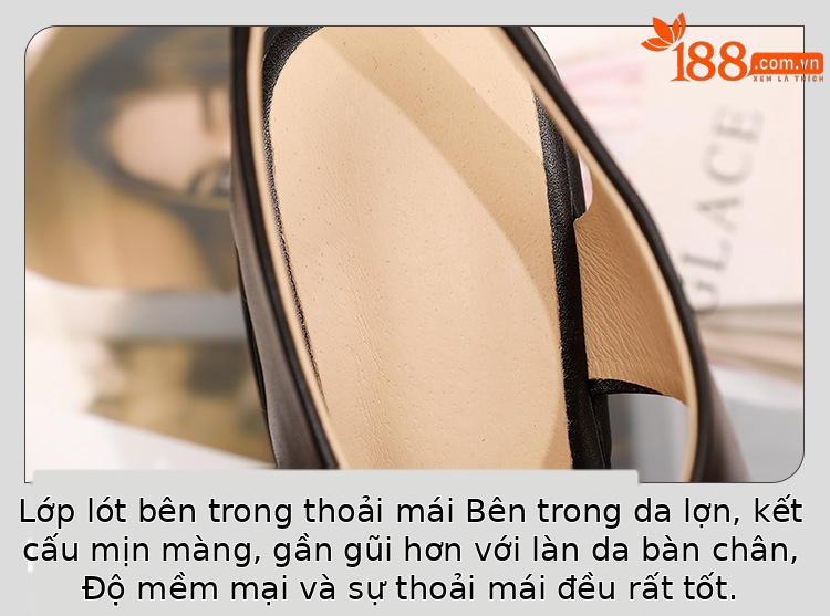 Sandal cao gót nữ hở mũi phong cách La Mã, đế xuồng, gót 9 cm, da cừu mềm — màu đen, màu trắng ngà chi tiết 15
