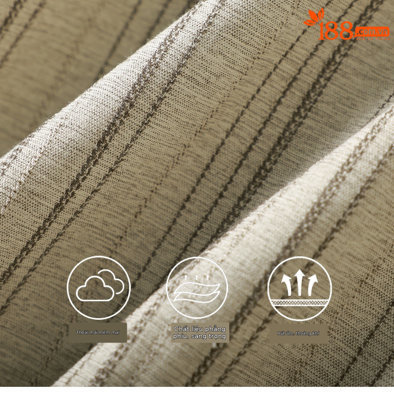 Quần culottes nữ ống rộng sọc kẻ dọc chất liệu tencel cao cấp phong cách công sở — màu kaki chi tiết 4