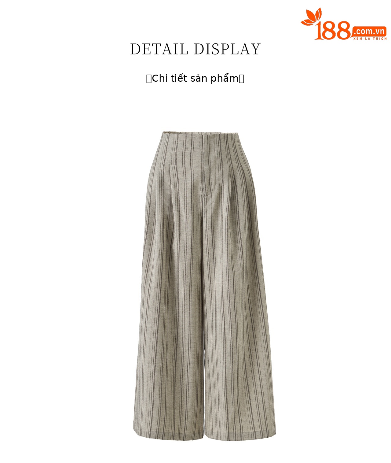 Quần culottes nữ ống rộng sọc kẻ dọc chất liệu tencel cao cấp phong cách công sở — màu kaki chi tiết 19