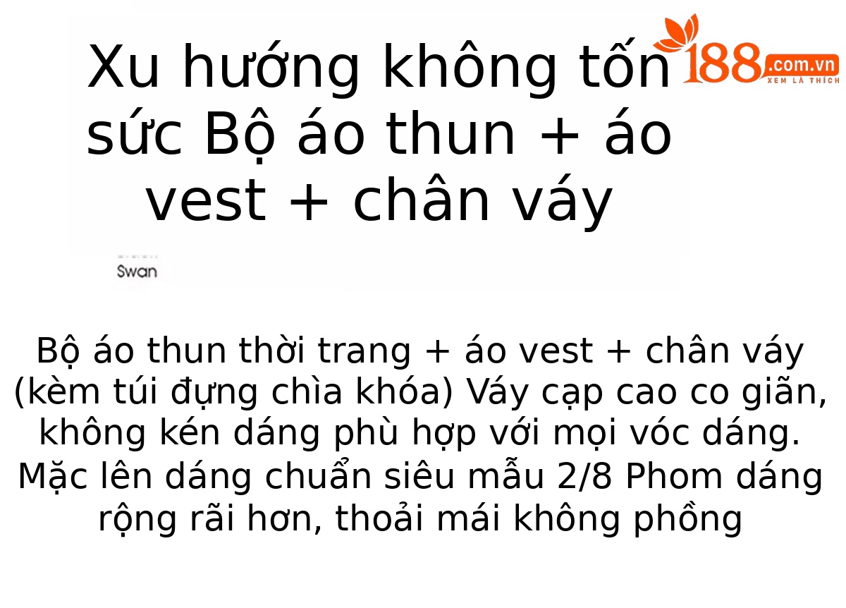 Bộ ba món gồm áo gile, áo thun và chân váy midi phối hợp mùa hè 2026 — Màu ảnh chi tiết 2