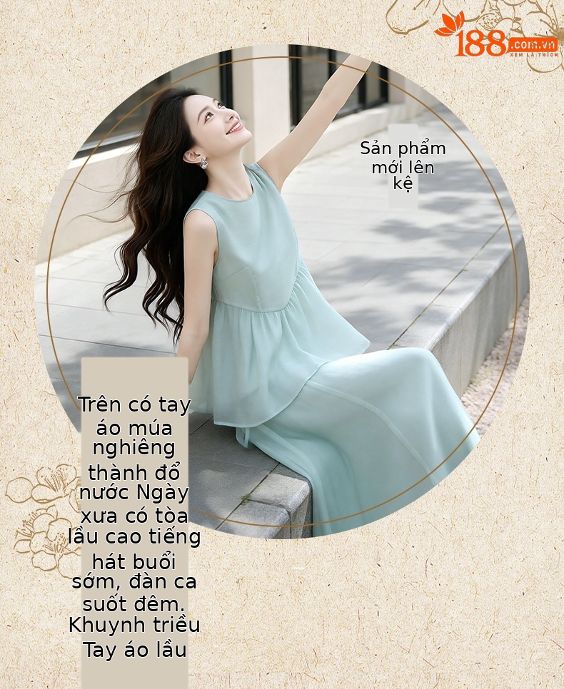 Set váy hai mảnh gồm áo không tay phối chân váy midi thắt eo — xanh lá cây chi tiết 10