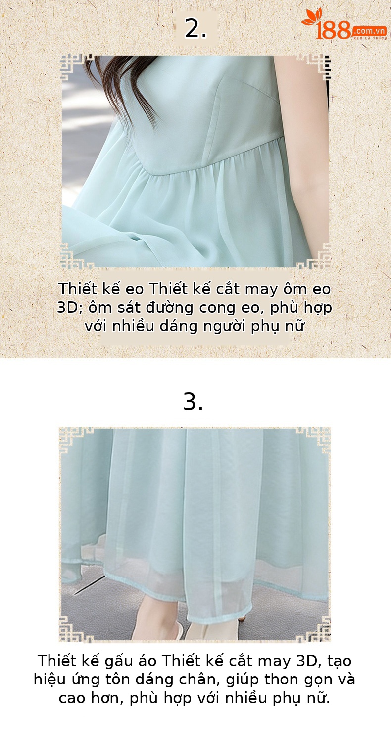Set váy hai mảnh gồm áo không tay phối chân váy midi thắt eo — xanh lá cây chi tiết 16