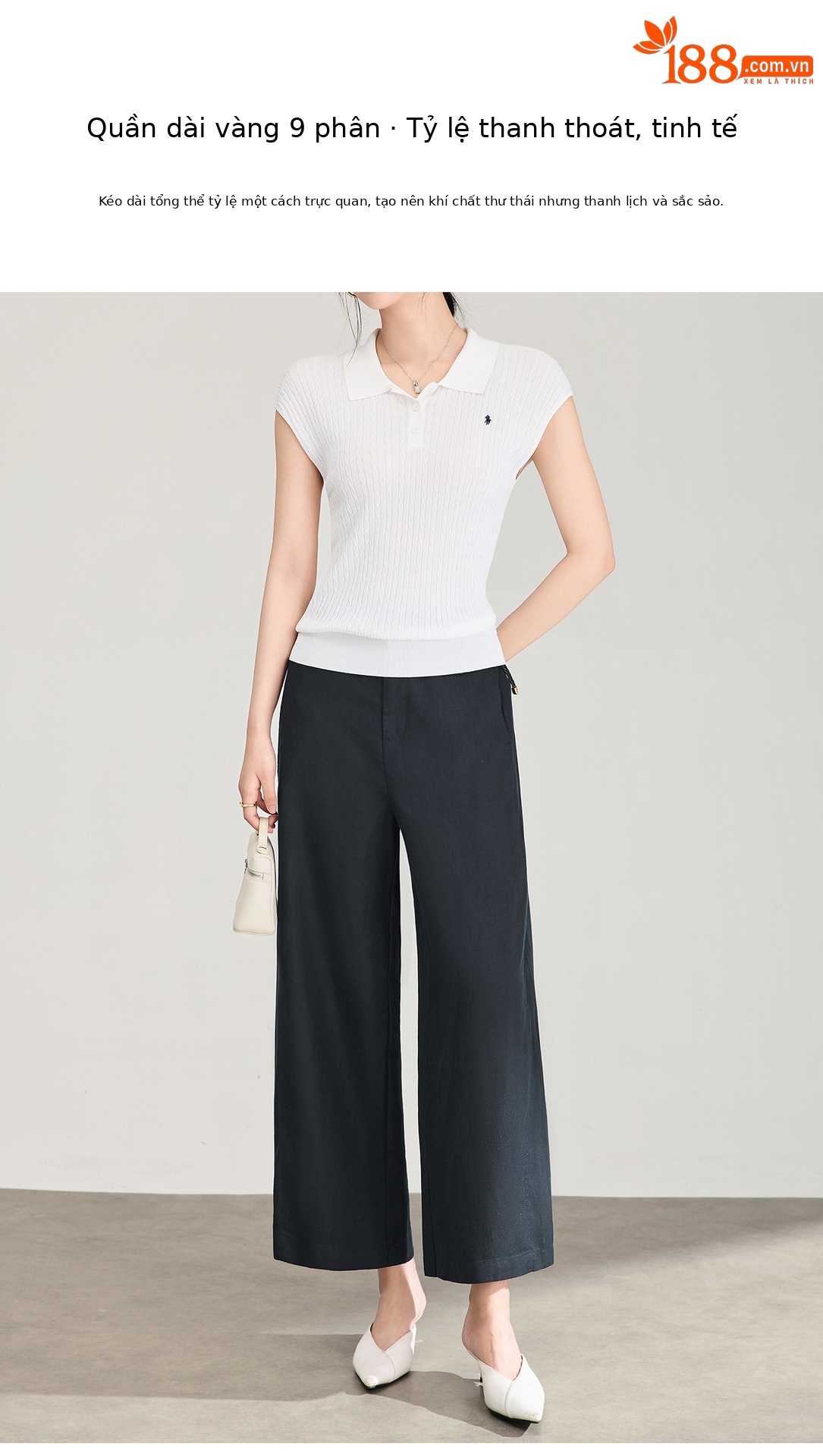 Quần culottes nữ ống rộng dáng suông, cạp cao, chất liệu tencel linen thoáng mát, phù hợp mùa hè — Xanh lông mòng đen chi tiết 5