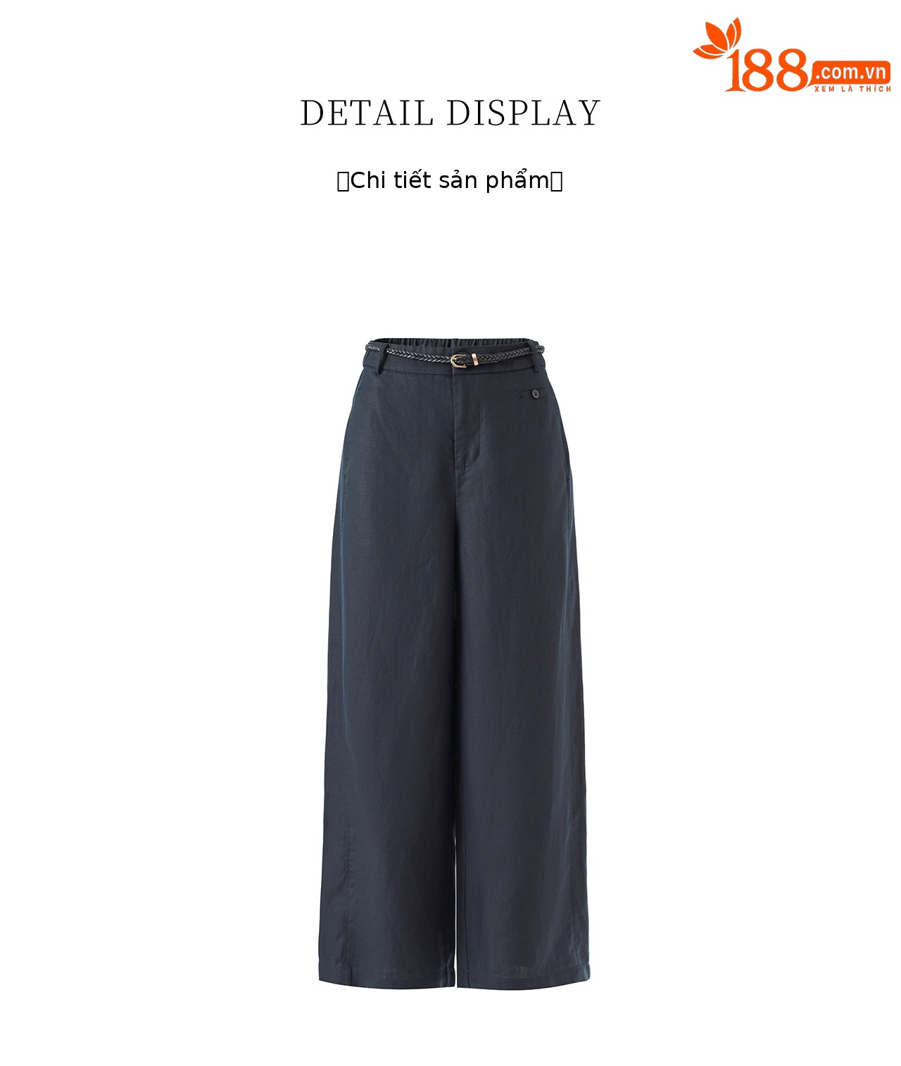 Quần culottes nữ ống rộng dáng suông, cạp cao, chất liệu tencel linen thoáng mát, phù hợp mùa hè — Xanh lông mòng đen chi tiết 22