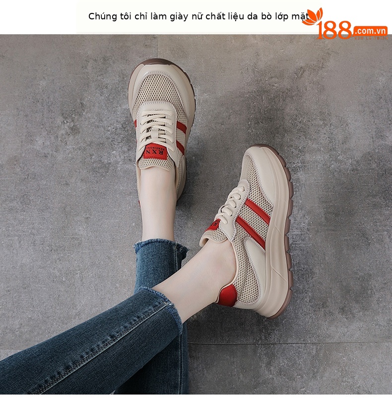 Giày sneaker nữ chunky đế dày lưới thoáng khí phối màu — màu vàng chi tiết 2