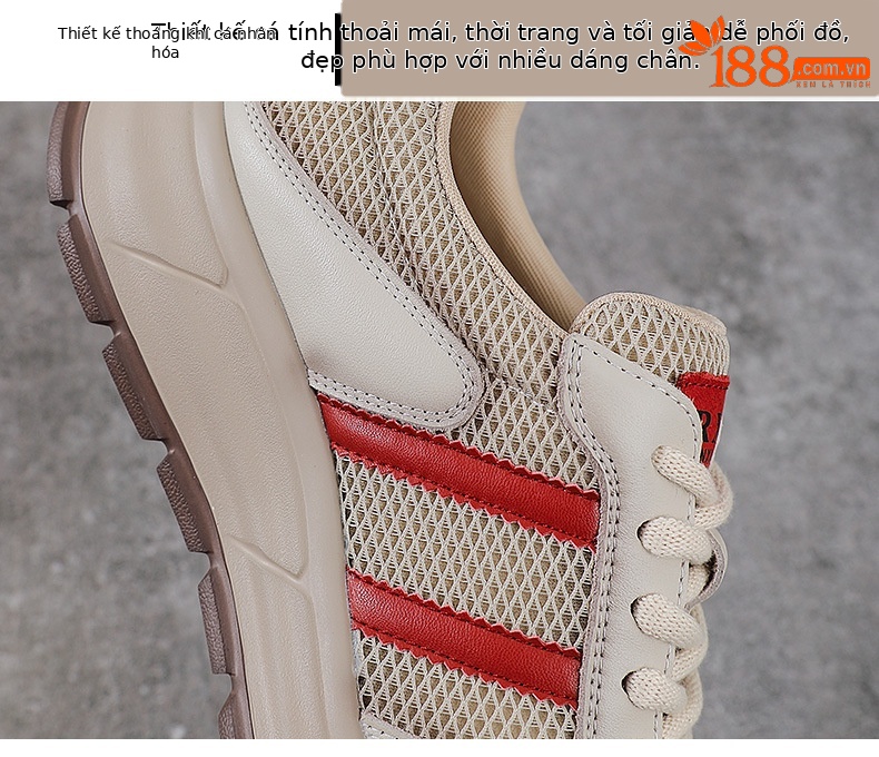 Giày sneaker nữ chunky đế dày lưới thoáng khí phối màu — màu vàng chi tiết 5