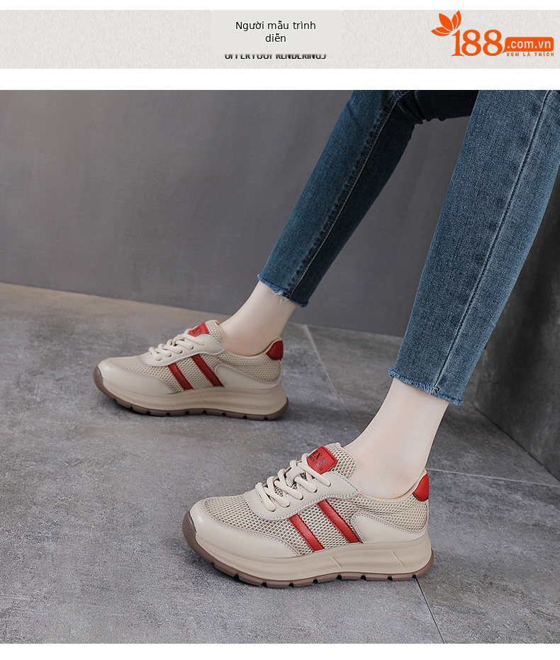 Giày sneaker nữ chunky đế dày lưới thoáng khí phối màu — màu vàng chi tiết 9