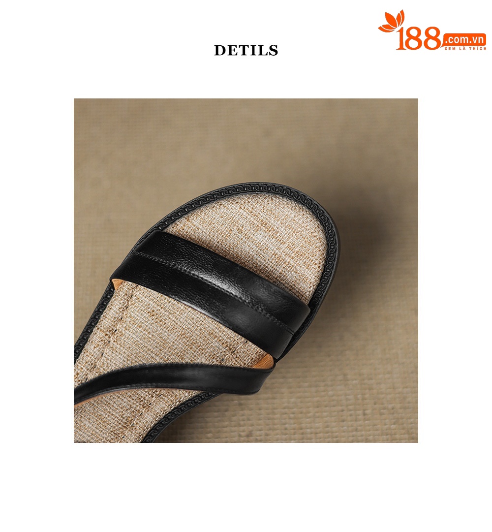 Dép sandal nữ xỏ ngón đế bệt quai ngang khóa — màu nâu chi tiết 21