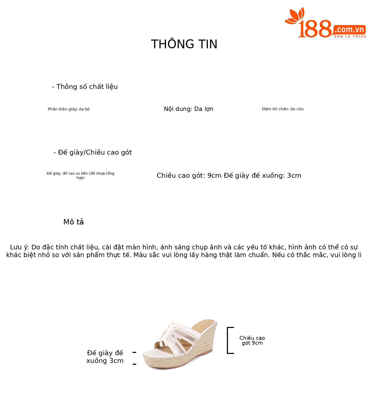 Sandal cao gót nữ hở mũi đế xuồng 9 cm, phong cách boho đan rơm — màu vàng, màu trắng ngà chi tiết 2