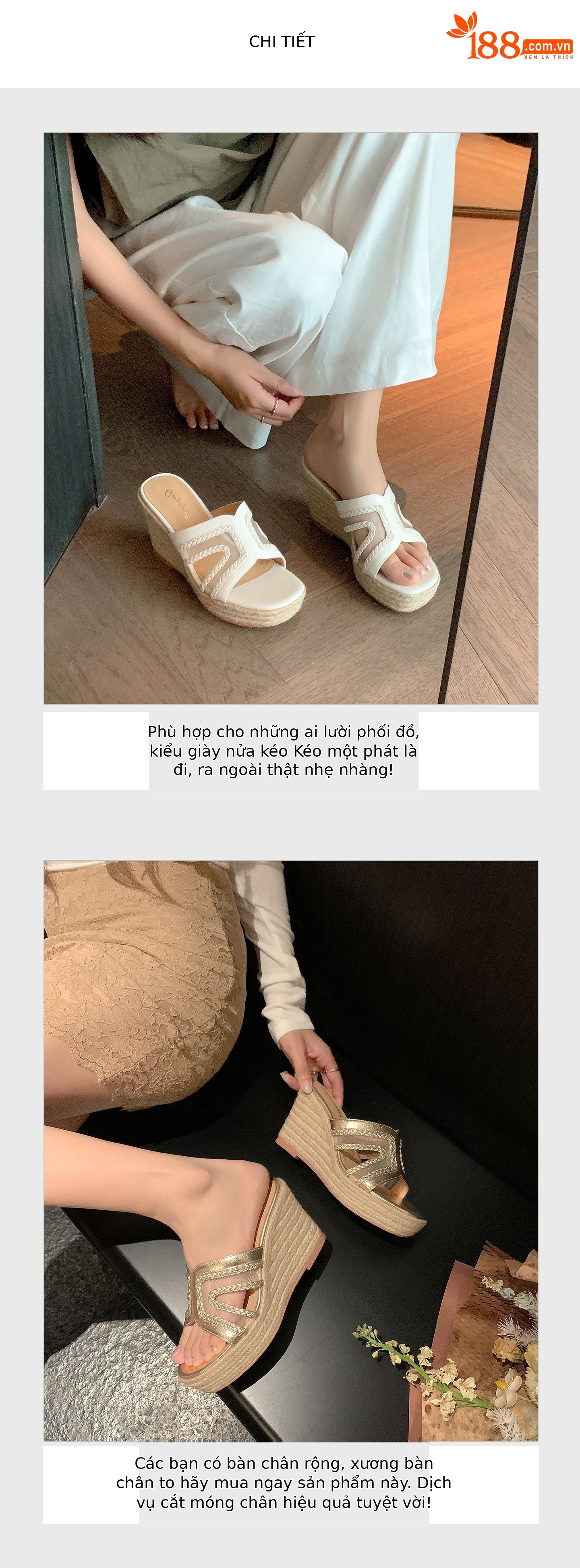 Sandal cao gót nữ hở mũi đế xuồng 9 cm, phong cách boho đan rơm — màu vàng, màu trắng ngà chi tiết 6