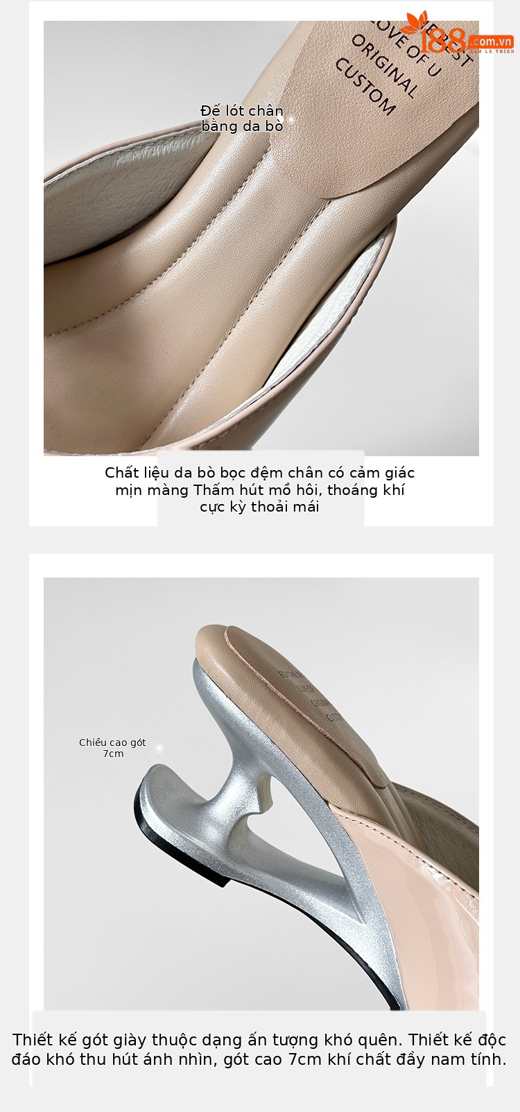 Sandal cao gót nữ mũi vuông hở ngón, đế xuồng chấm bi nơ bướm, gót 6 cm — màu đen, màu trắng ngà, màu mơ chi tiết 9