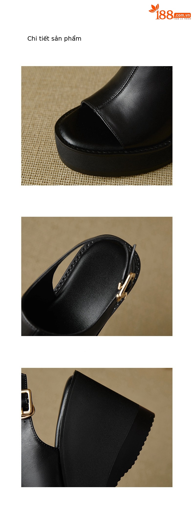 Sandal cao gót nữ mũi nhọn hở ngón, đế xuồng dày, quai một chữ, gót 9 cm — đen chi tiết 14