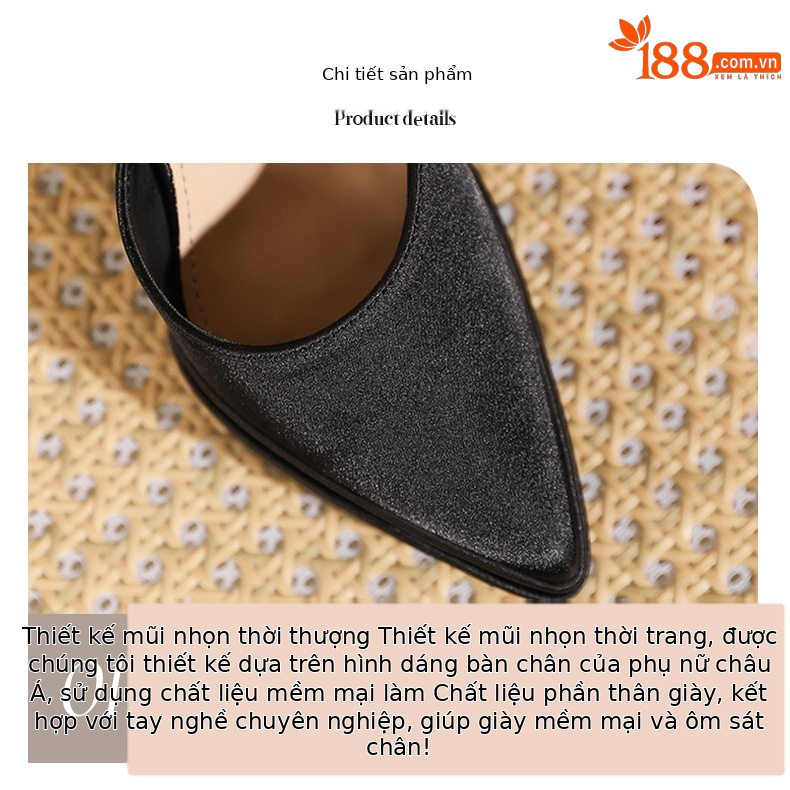 Sandal cao gót nữ mũi nhọn quai ngang chất liệu satin, gót 11 cm — Đen - 11cm chi tiết 3