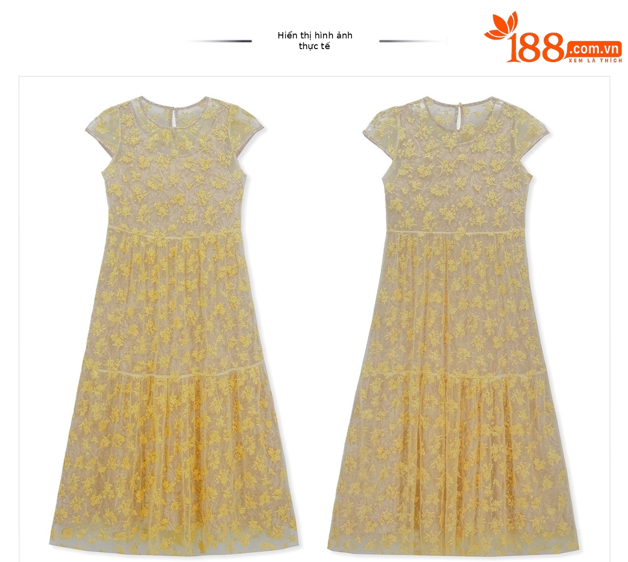 Đầm maxi nữ thêu ren hoa cổ điển tay ngắn thắt eo — màu sắc chi tiết 12
