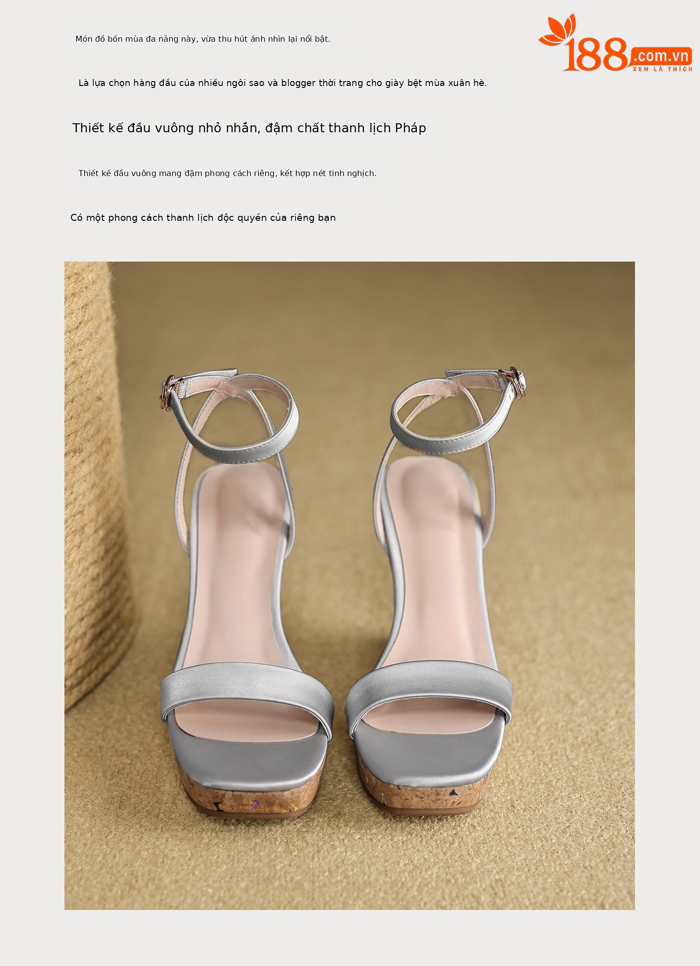 Sandal cao gót nữ quai ngang hở mũi đế xuồng gót 9 cm — màu đen, bạc chi tiết 4