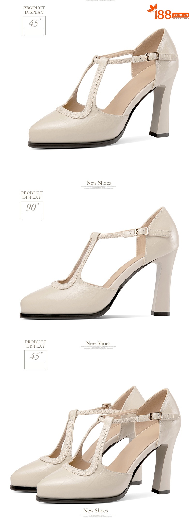 Sandal cao gót nữ mũi nhọn hở mũi gót 9,5 cm họa tiết vân đá vintage — đen chi tiết 8